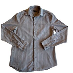 Express Men's Gray Casual Striped Button-Down Shirt XS